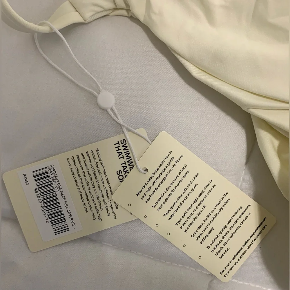 New Monday Swimwear Size VVV BORDEAUX ONE PIECE (FULL COVERAGE) - IVORY Swimsuit - Picture 5 of 10